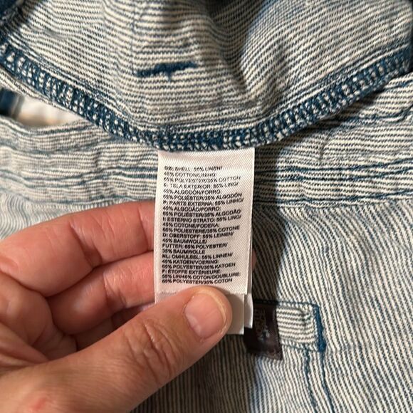 The North Face 4 Blue Larisen Stripe Button Outdoor Four Pocket Linen Shorts - Picture 12 of 12